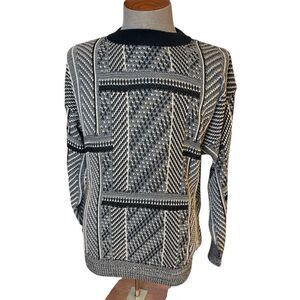 Union Bay Vtg Men’s Geometric Print Sweater Pullover Sz. S Black/White